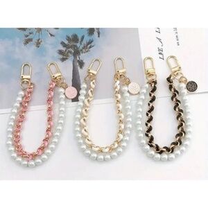 Faux Pearl & Pink Chain Bag & Phone Charm Strap